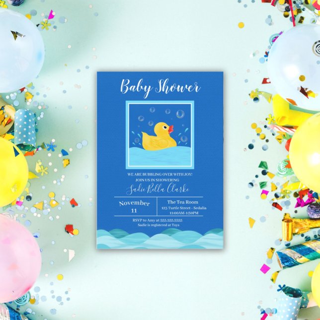 Sweet Rubber Ducky Bubbles Baby shower Invitation (Créateur téléchargé)