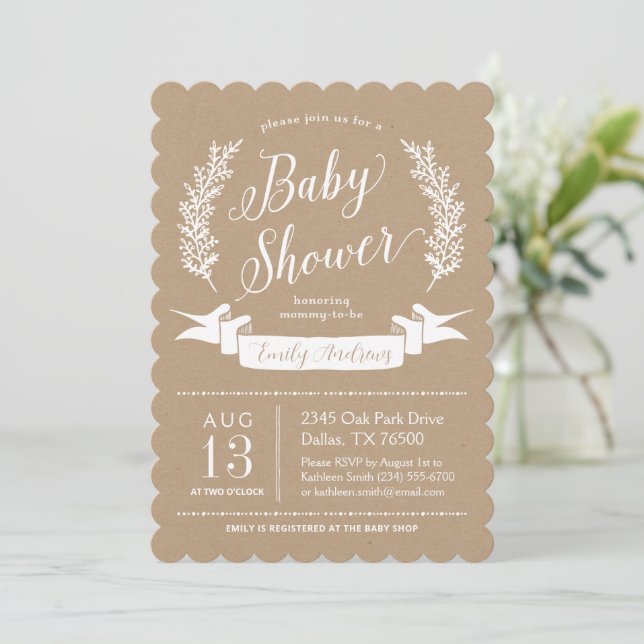 Sweet Rustic Baby shower Invitation (Debout devant)