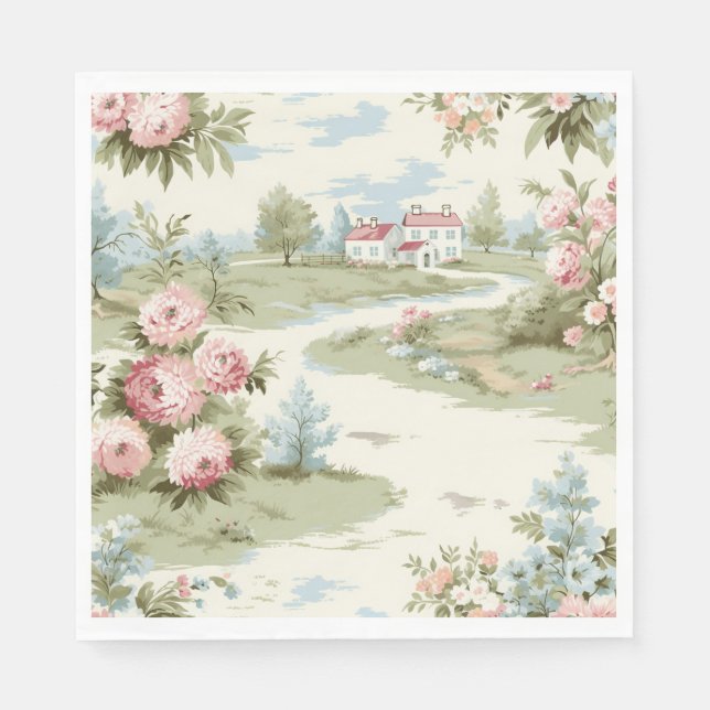 Sweet Rustic Country Zuhause Floral Landschaft Serviette (Vorderseite)