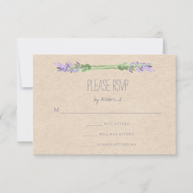 Sweet Rustic Lila Lavender on Kraft Look UAWG RSVP Karte (Vorderseite)