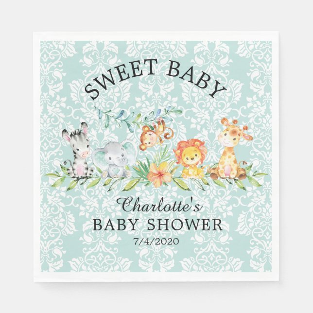 Sweet Safari Animals Baby Duschpapier Napkins Serviette (Vorderseite)