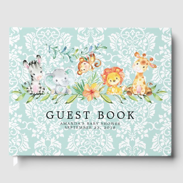 Sweet Safari Animals Baby Showbook Gästebuch (Vorderseite)