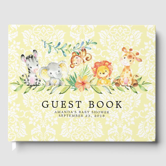 Sweet Safari Animals Baby Showbook Gästebuch (Vorderseite)