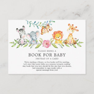 Sweet Safari Animals Baby Shower Book for Baby Begleitkarte