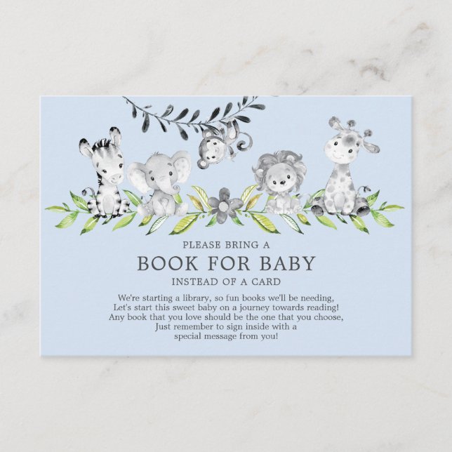 Sweet Safari Animals Baby Shower Book for Baby Begleitkarte (Vorderseite)