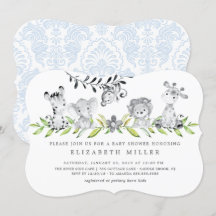 Sweet Safari Animals Boy Baby Shower Einladung