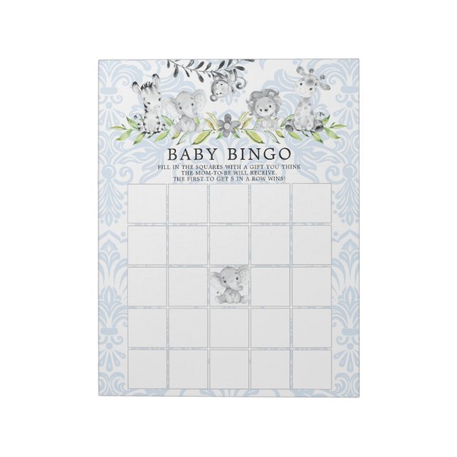 Sweet Safari Animals Boys Baby Shooting Bingo Game Notizblock (Rotiert)