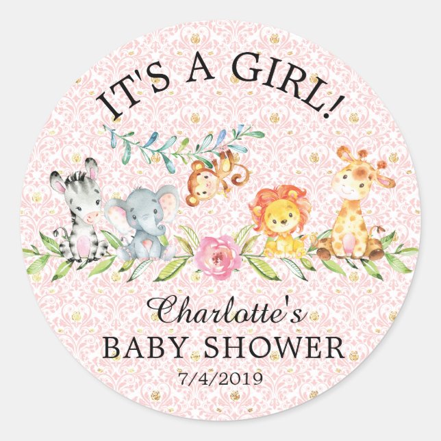 Sweet Safari Animals Es ist ein Girl Fevor Sticker (Vorderseite)