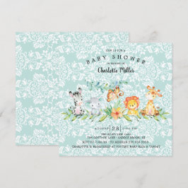 Sweet Safari Animals Gender Neutral Baby Dusche Einladung