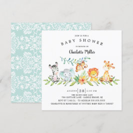 Sweet Safari Animals Gender Neutral Baby Dusche in Einladung