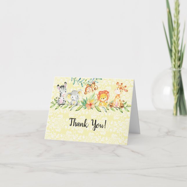 Sweet Safari Animals Kinderdusche Vielen Dank Dankeskarte (Vorderseite)