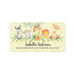 Sweet Safari Animals Neutrale Babydusche Adresse Adressaufkleber