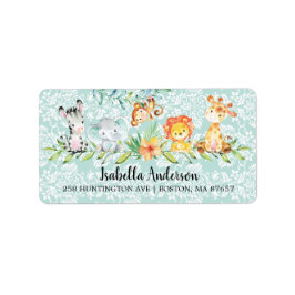 Sweet Safari Animals Neutrale Babydusche Adresse Adressaufkleber