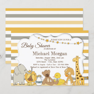 Sweet Safari Animals Stripe Baby Dusche Einladung