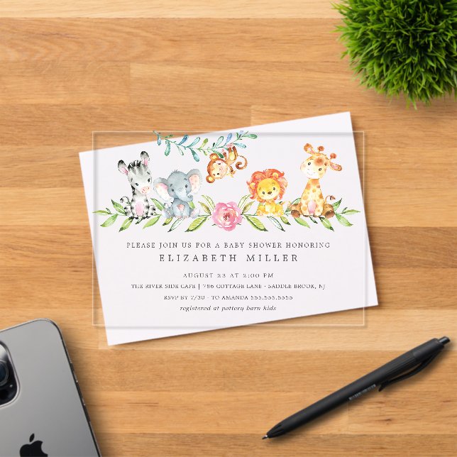 Sweet Safari Animaux Baby shower Invitation (Insitu (Carte d'invitation))