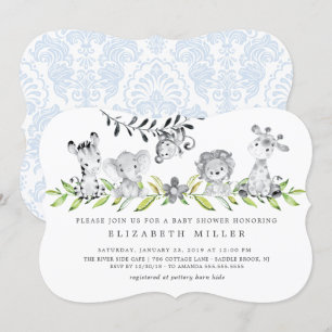 Sweet Safari Animaux garçon Baby shower Invitation