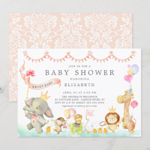 Sweet Safari Animaux Parade Baby shower Invitation
