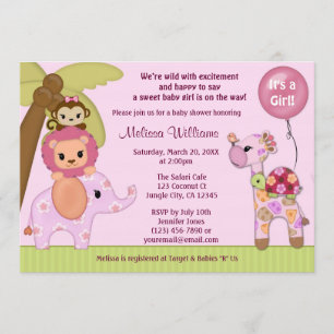 Sweet Safari Baby Dusche Einladung Dschungelmädche