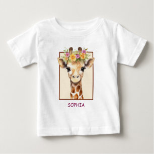 Sweet Safari Baby Giraffe in Rosa und Gelb T-shirt