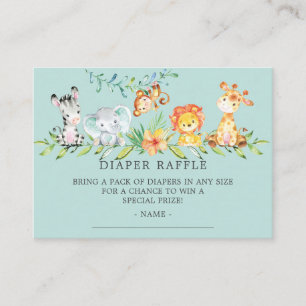 Sweet Safari Baby Showdusche Windeln Raffle Ticket Begleitkarte
