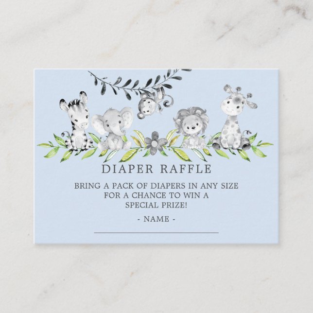 Sweet Safari Baby Showdusche Windeln Raffle Ticket Begleitkarte (Vorderseite)
