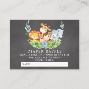 Sweet Safari Baby Showdusche Windeln Raffle Ticket Begleitkarte