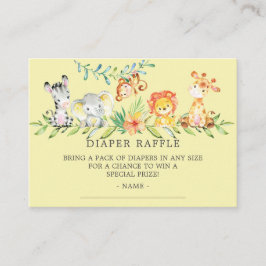 Sweet Safari Baby Showdusche Windeln Raffle Ticket Begleitkarte