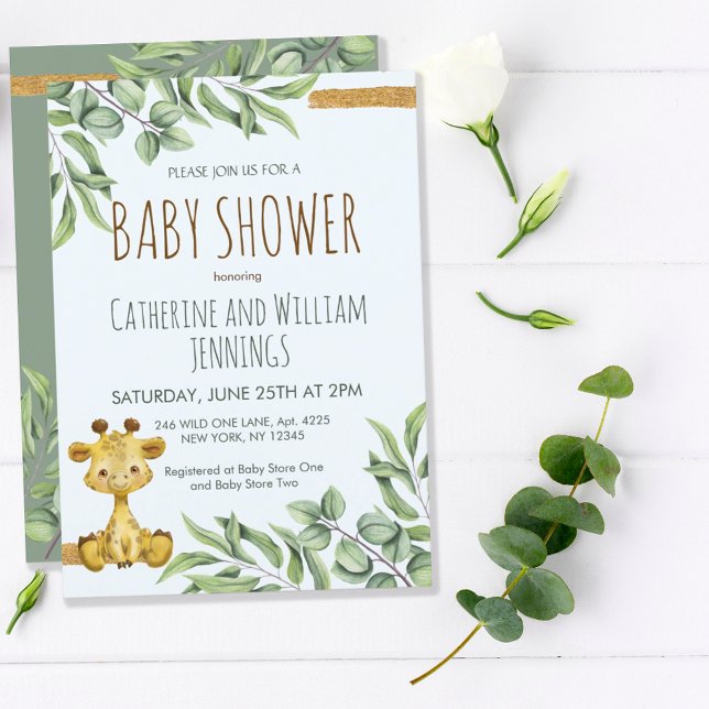 Sweet Safari Jungle Eucalyptus Giraffe Babydusche Einladung (Von Creator hochgeladen)