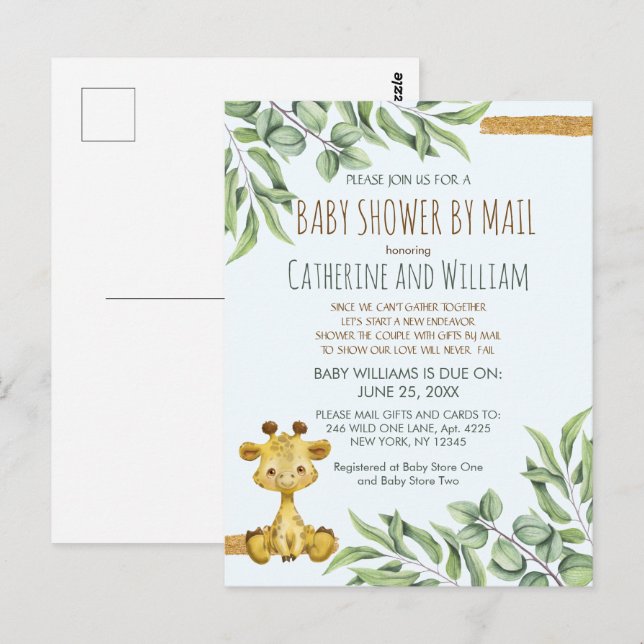 Sweet Safari Jungle Giraffe Kinderdusche per Mail Postkarte (Vorne/Hinten)