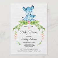 Sweet Safari Jungle Hippo Baby shower Invitation