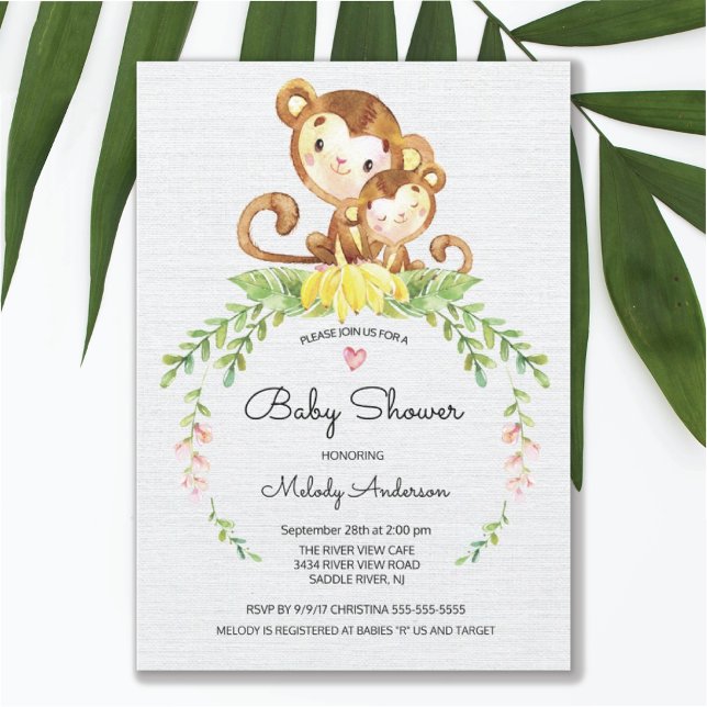 Sweet Safari Jungle Monkey Baby shower Invitation (Créateur téléchargé)
