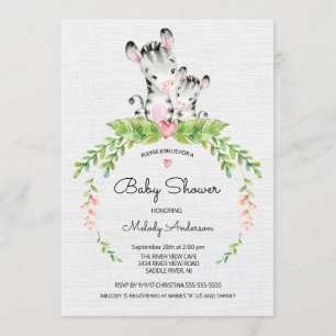 Sweet Safari Jungle Zebra Baby shower Invitation
