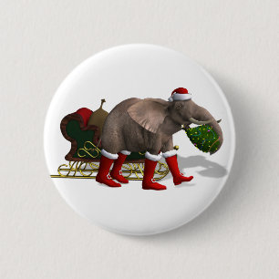 Sweet Santa Claus Elephant Button