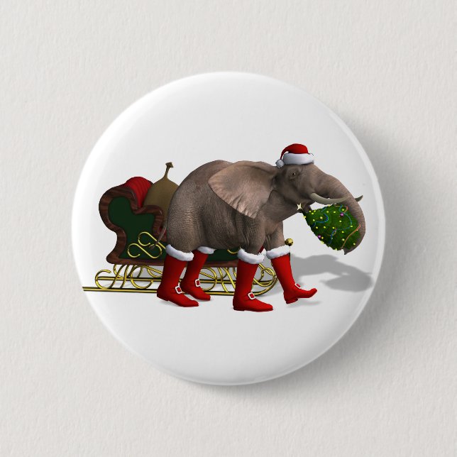Sweet Santa Claus Elephant Button (Vorderseite)