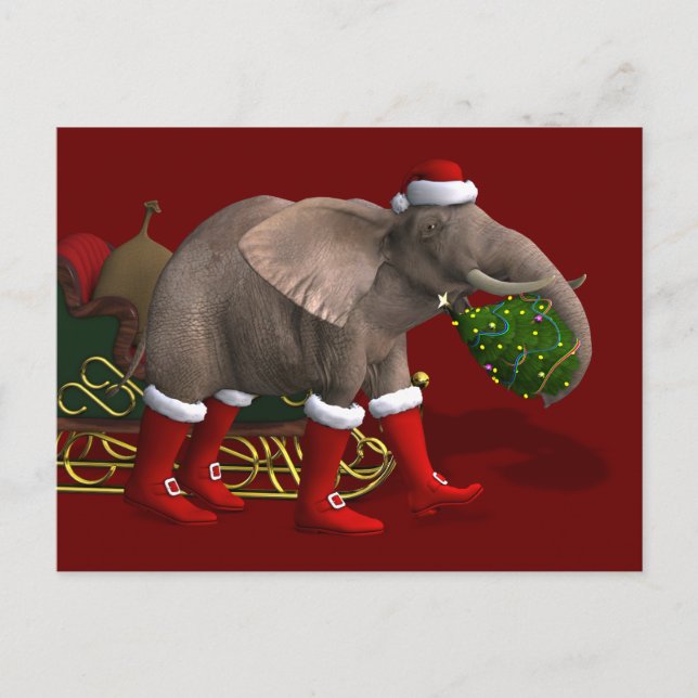 Sweet Santa Claus Elephant Feiertagspostkarte (Vorderseite)