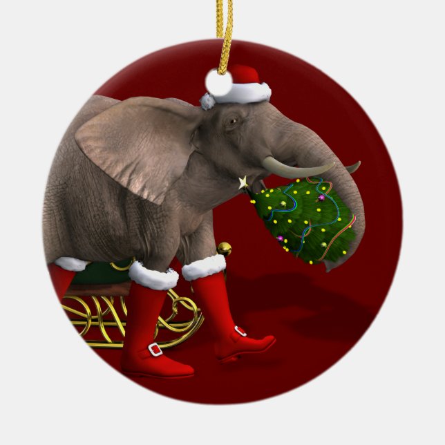 Sweet Santa Claus Elephant Keramik Ornament (Vorne)