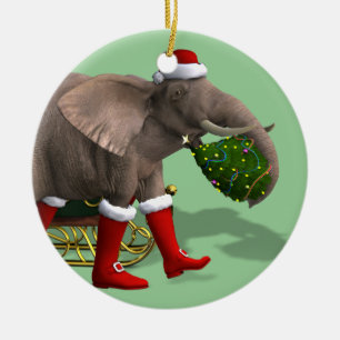 Sweet Santa Claus Elephant Keramikornament