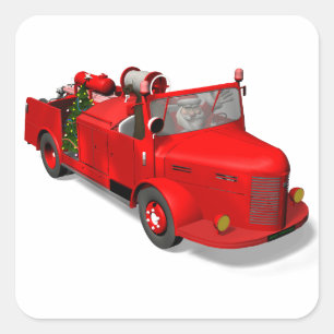 Sweet Santa Claus in Fire Motor Quadratischer Aufkleber