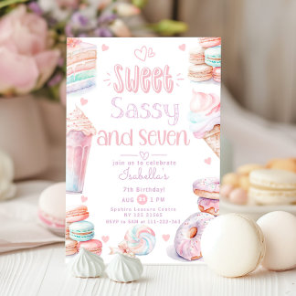 Sweet sassy und sieben pastellfarbene Süßigkeiten  Einladung