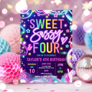 Sweet Sassy und Sieben Vier Glow 4. Geburtstag Par Einladung