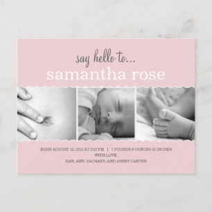 Sweet Scallops Birth Announcement - Baby Girl Ankündigungspostkarte