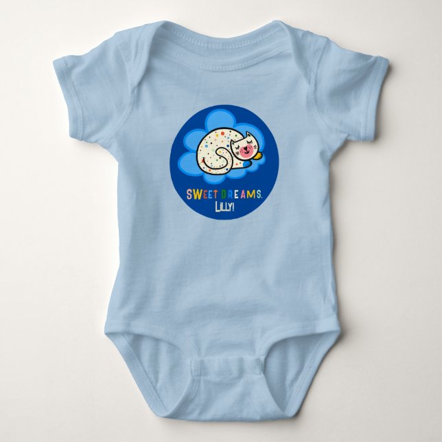 Sweet schlafkitty mit Regenbogendots Katzenliebhab Baby Strampler (Vorderseite)