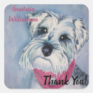 SWEET SCHNAUZER PUPPY HUND DANKE QUADRATISCHER AUFKLEBER