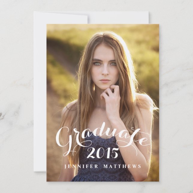 Sweet Script 2015 Foto Graduation Party - Einladun Einladung (Vorderseite)