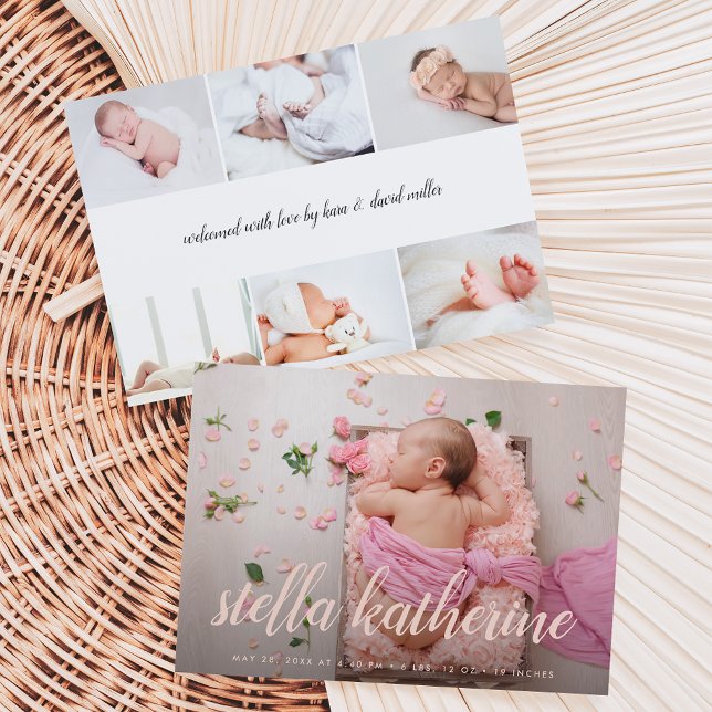 Sweet Script | Foto Collage Birth Ankündigung (Von Creator hochgeladen)