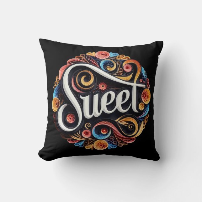 Sweet Script Typografie Kissen (Vorderseite)