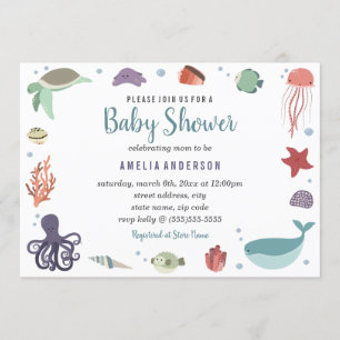 Sweet Sea Creatures Baby shower Invitation