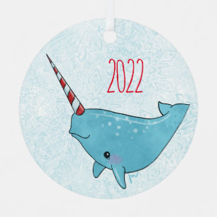 Sweet Seasons Peppermint Narwhal Ornament Aus Metall