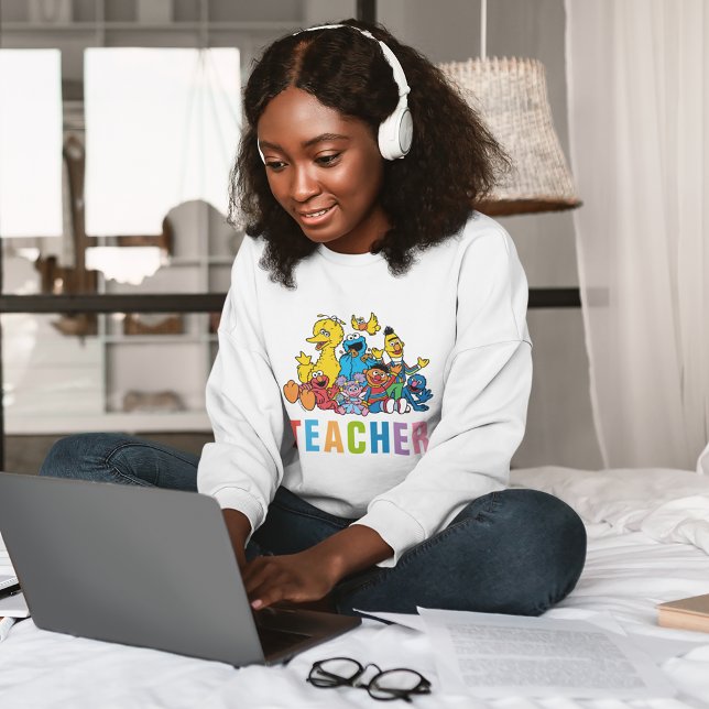 Sweet Sesame Street Pals Teacher Sweatshirt (Person wearing sweater)
