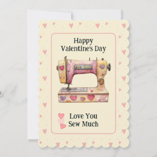 Sweet Sewing Machine Hearts Valentine Day Card Dankeskarte